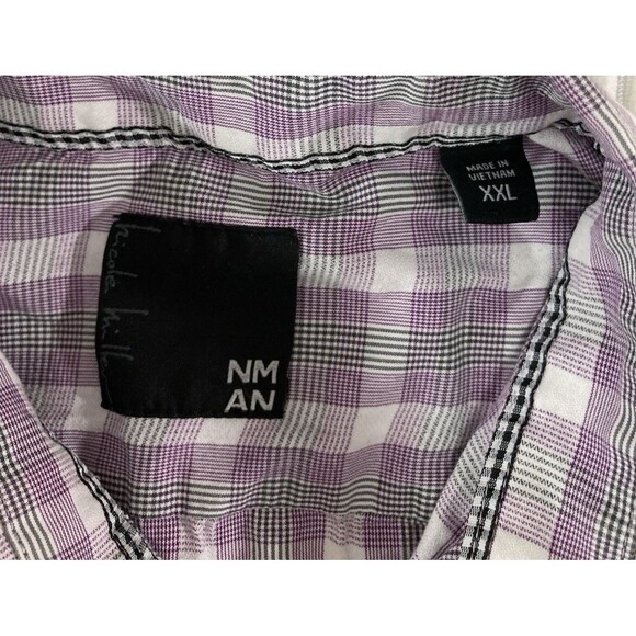 Nicole Miller Men’s XXL Purple Plaid Button Up Shirt Long Sleeve Preppy - Picture 5 of 9